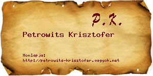 Petrowits Krisztofer névjegykártya